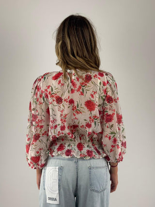 Blusa floreale elasticizzata - S26CD21