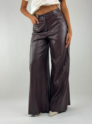 Pantalone ecopelle a palazzo - PVI-R151