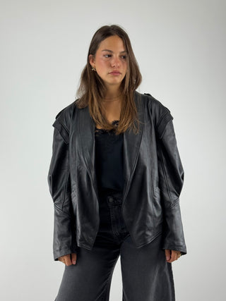 Giacca in pelle con cintura - TF1056