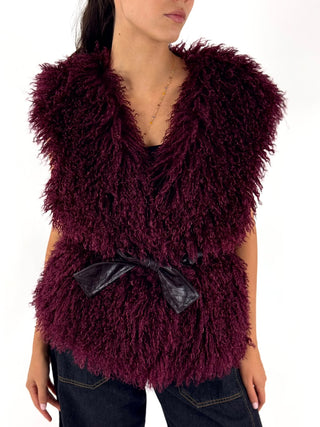 Gilet in eco-montone riccio - W26J526