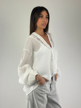 Camicia con inserti in pizzo - R02Y0892