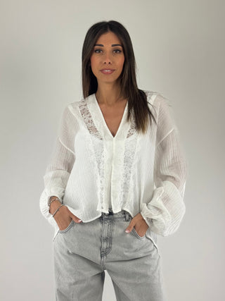 Camicia con inserti in pizzo - R02Y0892