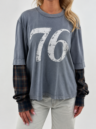 T-shirt over doppia manica in check - I266177