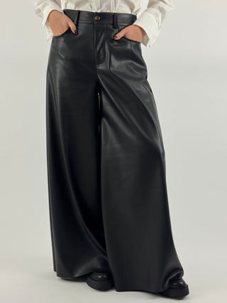 Pantalone palazzo in ecopelle - S12132ECO