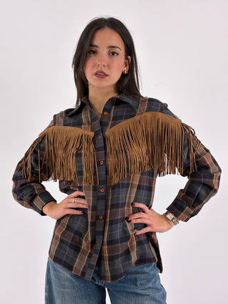 Camicia in check con frange - TAC1351