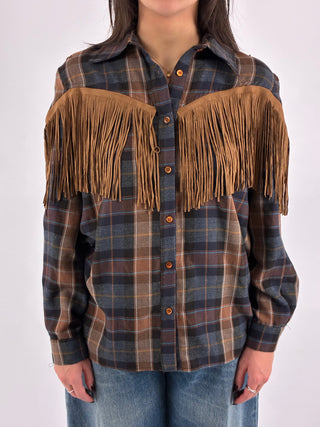 Camicia in check con frange - TAC1351