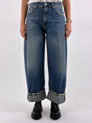 Jeans wide leg con risvolto - DAC5018
