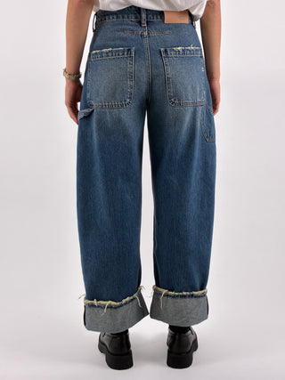 Jeans wide leg con risvolto - DAC5018