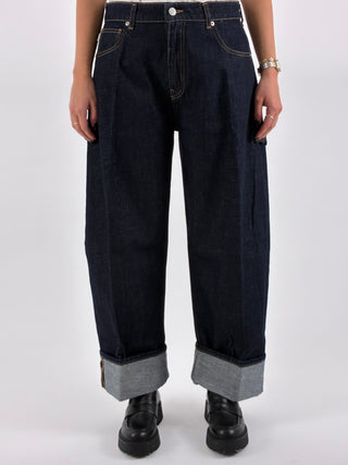 Jeans wide leg con risvolto - DAC5293