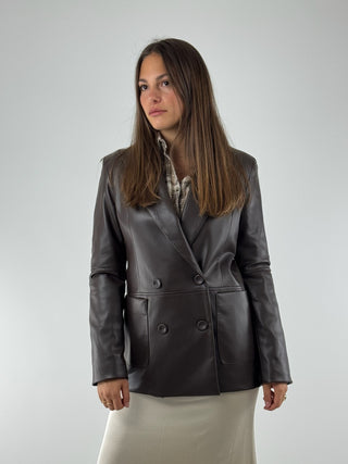 Giacca doppio petto ecopelle - JMI-P026