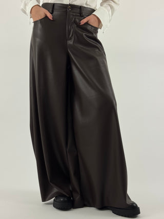 Pantalone palazzo in ecopelle - S12132ECO